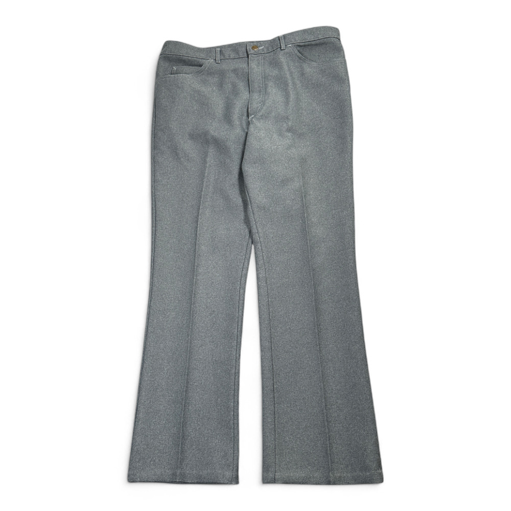 Vintage Lee Pants Mens 36x30 Gray Polyester Creased Dress Disco USA Union 70s